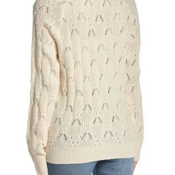 Elodie Womens Heather Ivory Knitted Pintelle Sweat - Picture 2 of 7